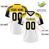 Custom White Black Raglan Sleeves Personalized Pattern Authentic Football Jersey