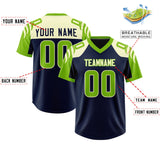 Custom Navy Neon Green Raglan Sleeves Personalized Pattern Authentic Football Jersey