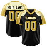 Custom Black Old Gold Raglan Sleeves Personalized Pattern Authentic Football Jersey