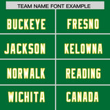 Custom Kelly Green Gold Raglan Sleeves Personalized Pattern Authentic Football Jersey