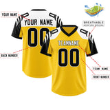 Custom Gold Black Raglan Sleeves Personalized Pattern Authentic Football Jersey