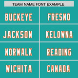 Custom Aqua Orange Raglan Sleeves Personalized Pattern Authentic Football Jersey