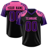 Custom Black Purple Raglan Sleeves Personalized Pattern Authentic Football Jersey