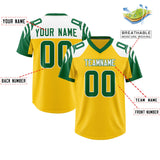 Custom Gold Kelly Green Raglan Sleeves Personalized Pattern Authentic Football Jersey