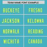 Custom Sky Blue Fluorescent Green Raglan Sleeves Personalized Pattern Authentic Football Jersey
