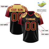 Custom Black Crimson Raglan Sleeves Personalized Pattern Authentic Football Jersey