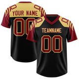 Custom Black Crimson Raglan Sleeves Personalized Pattern Authentic Football Jersey