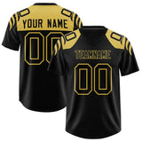 Custom Black Black Raglan Sleeves Personalized Pattern Authentic Football Jersey