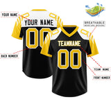 Custom Black Gold Raglan Sleeves Personalized Pattern Authentic Football Jersey
