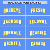 Custom Powder Blue Gold Raglan Sleeves Personalized Pattern Authentic Football Jersey
