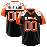 Custom Black Orange Raglan Sleeves Personalized Pattern Authentic Football Jersey