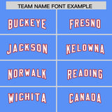 Custom Powder Blue Red Raglan Sleeves Personalized Pattern Authentic Football Jersey
