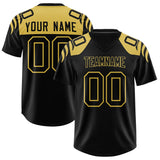 Custom Black Black Raglan Sleeves Personalized Pattern Authentic Football Jersey