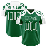 Custom Kelly Green White Raglan Sleeves Personalized Pattern Authentic Football Jersey