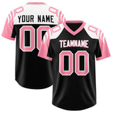 Custom Black Light Pink Raglan Sleeves Personalized Pattern Authentic Football Jersey