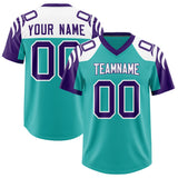 Custom Aqua Purple Raglan Sleeves Personalized Pattern Authentic Football Jersey