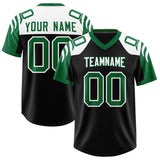 Custom Black Kelly Green Raglan Sleeves Personalized Pattern Authentic Football Jersey