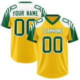 Custom Gold Kelly Green Raglan Sleeves Personalized Pattern Authentic Football Jersey