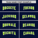 Custom Navy Neon Green Raglan Sleeves Personalized Pattern Authentic Football Jersey