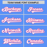 Custom Powder Blue Pink Raglan Sleeves Personalized Pattern Authentic Football Jersey