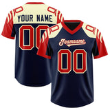 Custom Navy Red Raglan Sleeves Personalized Pattern Authentic Football Jersey