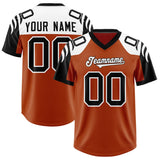 Custom Texas Orange Black Raglan Sleeves Personalized Pattern Authentic Football Jersey
