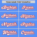 Custom Powder Blue Red Raglan Sleeves Personalized Pattern Authentic Football Jersey