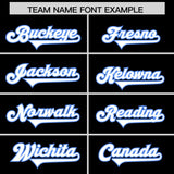 Custom Black Powder Blue Raglan Sleeves Personalized Pattern Authentic Football Jersey