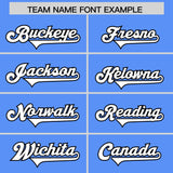Custom Powder Blue Black Raglan Sleeves Personalized Pattern Authentic Football Jersey
