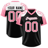 Custom Black Light Pink Raglan Sleeves Personalized Pattern Authentic Football Jersey