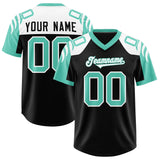 Custom Black Bright Green Raglan Sleeves Personalized Pattern Authentic Football Jersey