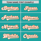 Custom Aqua Orange Raglan Sleeves Personalized Pattern Authentic Football Jersey