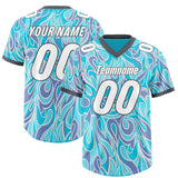 Custom Sky Blue Personalized Printed Graffiti Pattern Design Authentic Football Jersey
