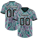Custom Aqua Personalized Printed Graffiti Pattern Design Authentic Football Jersey