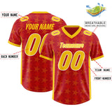 Custom Red Yellow Personalized All Star Graffiti Pattern Authentic Football Jersey