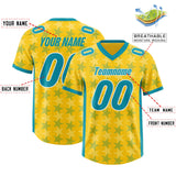Custom Gold Aqua Personalized All Star Graffiti Pattern Authentic Football Jersey