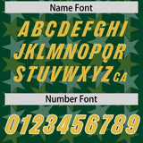 Custom Green Old Gold Personalized All Star Graffiti Pattern Authentic Football Jersey