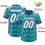 Custom Aqua Purple Personalized All Star Graffiti Pattern Authentic Football Jersey