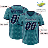 Custom Aqua Navy Personalized All Star Graffiti Pattern Authentic Football Jersey