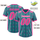 Custom Aqua Pink Personalized All Star Graffiti Pattern Authentic Football Jersey