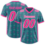 Custom Aqua Pink Personalized All Star Graffiti Pattern Authentic Football Jersey