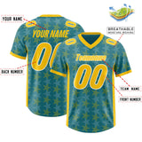 Custom Aqua Gold Personalized All Star Graffiti Pattern Authentic Football Jersey