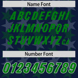 Custom Navy Kelly Green Personalized All Star Graffiti Pattern Authentic Football Jersey