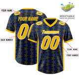 Custom Navy Gold Personalized All Star Graffiti Pattern Authentic Football Jersey
