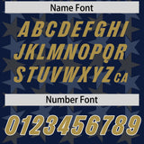 Custom Navy Old Gold Personalized All Star Graffiti Pattern Authentic Football Jersey