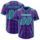 Custom Purple Aqua Personalized All Star Graffiti Pattern Authentic Football Jersey