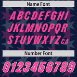 Custom Navy Pink Personalized All Star Graffiti Pattern Authentic Football Jersey