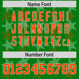 Custom Kelly Green Orange Personalized All Star Graffiti Pattern Authentic Football Jersey