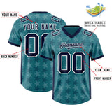 Custom Aqua Navy Personalized All Star Graffiti Pattern Authentic Football Jersey