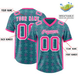 Custom Aqua Pink Personalized All Star Graffiti Pattern Authentic Football Jersey